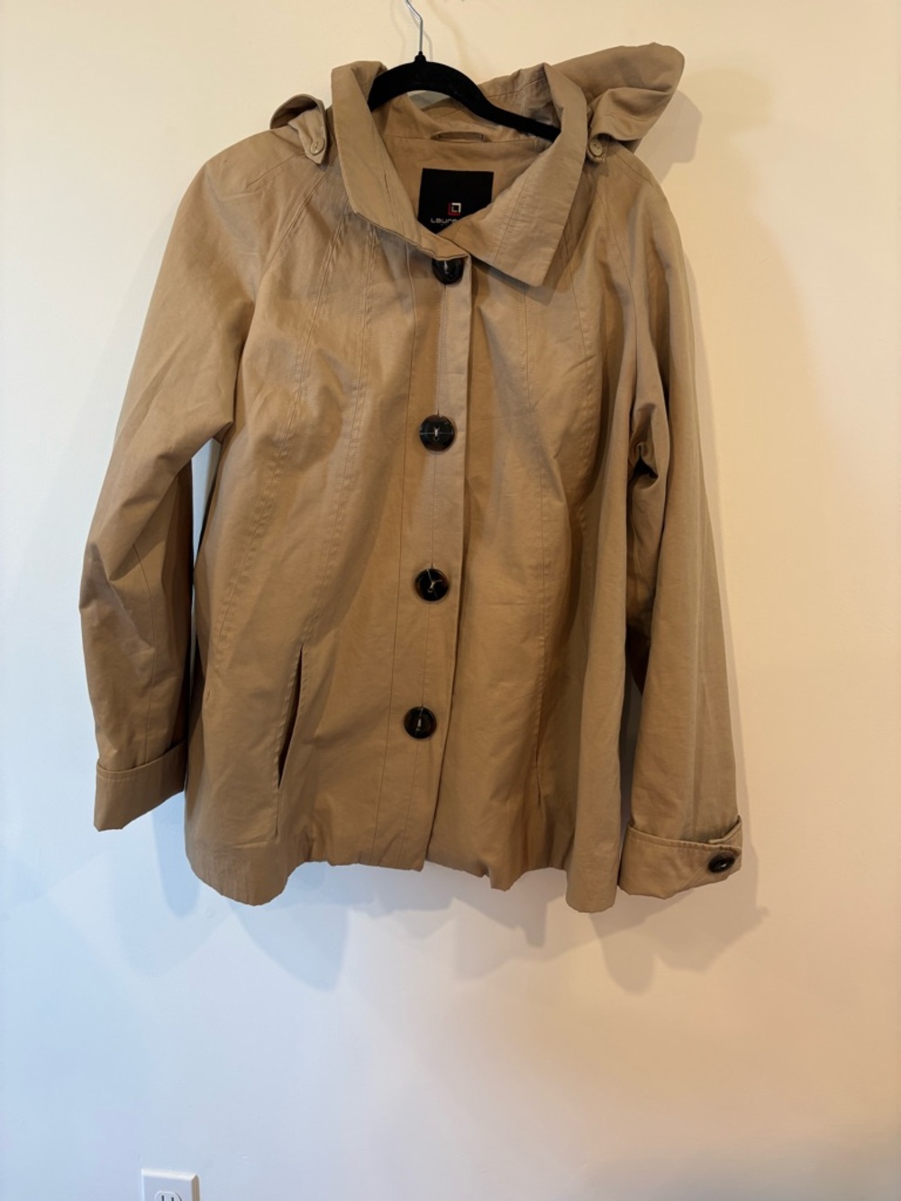 Laura Petite Plus Light Brown Short Trench with Removable Hood